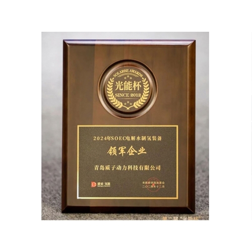 質(zhì)子動力榮獲光能杯&ldquo;SOEC電解水制氫裝備領(lǐng)軍企業(yè)&rdquo;榮譽(yù)